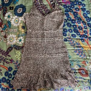 Smocked Animal Leopard Print Mini Dress MEDIUM